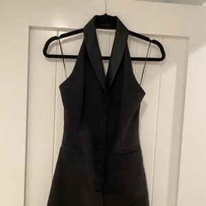 Mini Halter Black Tuxedo Blazer Dress XS